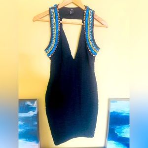 (Rare find) H&M deep V open back black dress